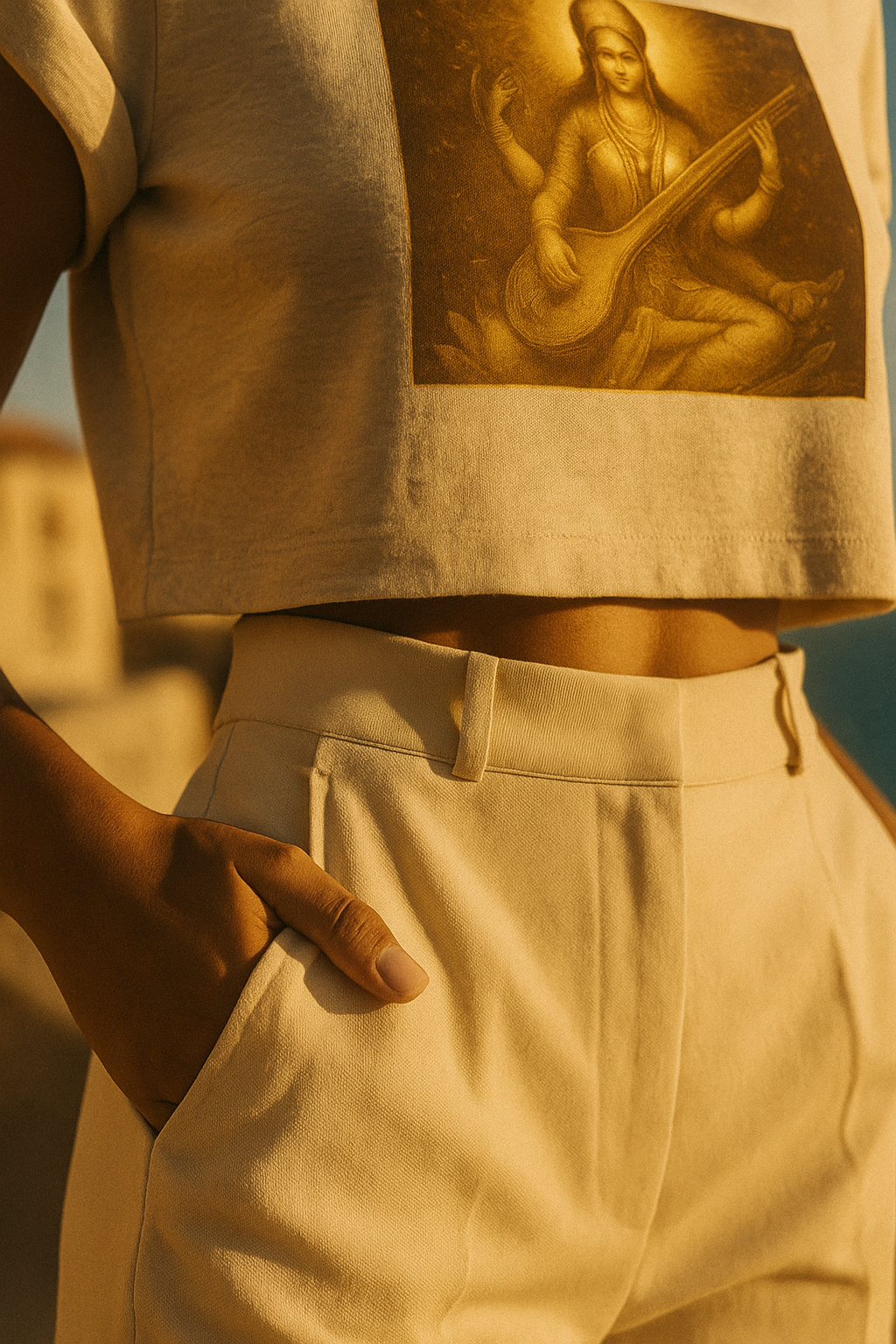 Damen Oversize Crop Top Goddess Energy