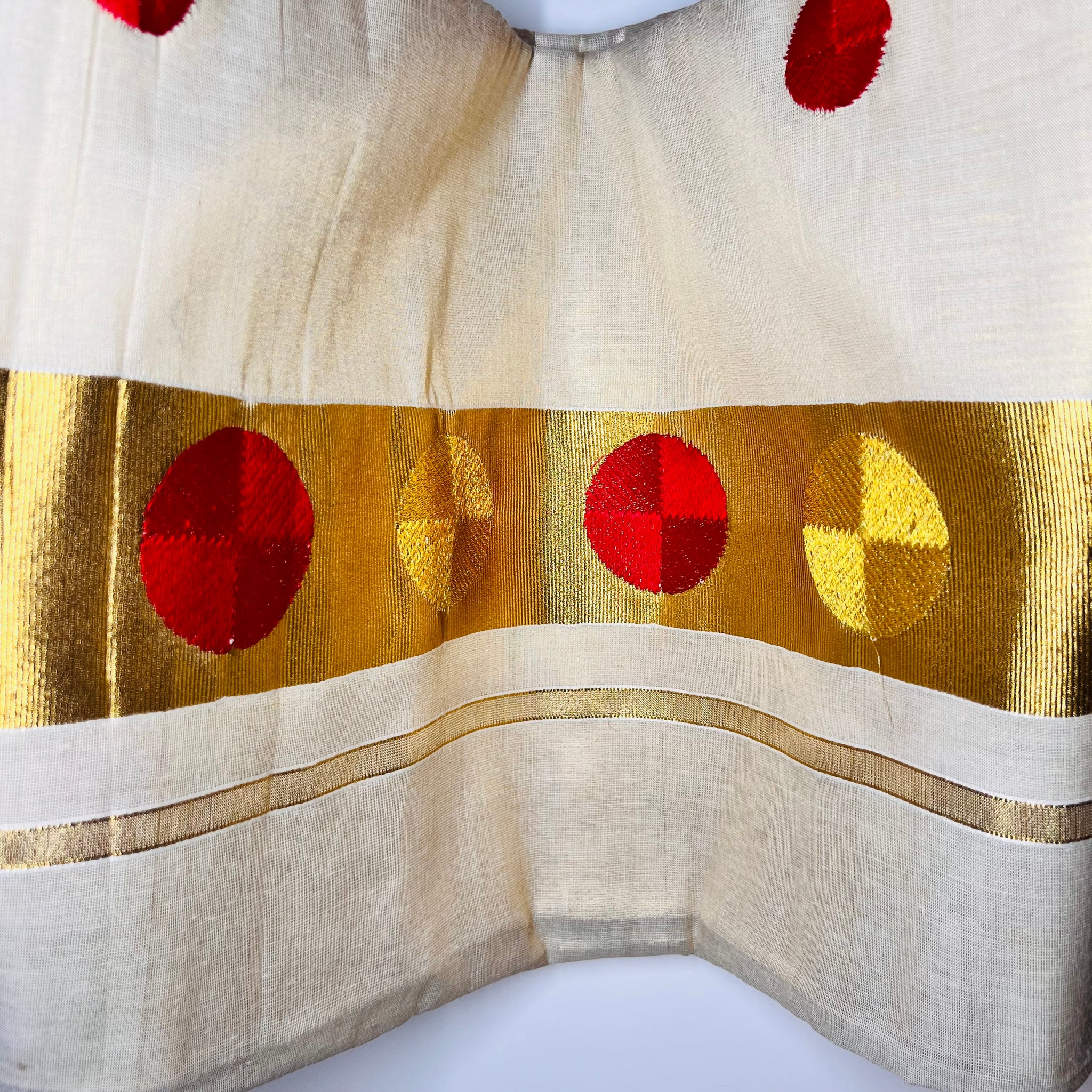 Avani Classic Kerala Sarees with Golden and red buttas