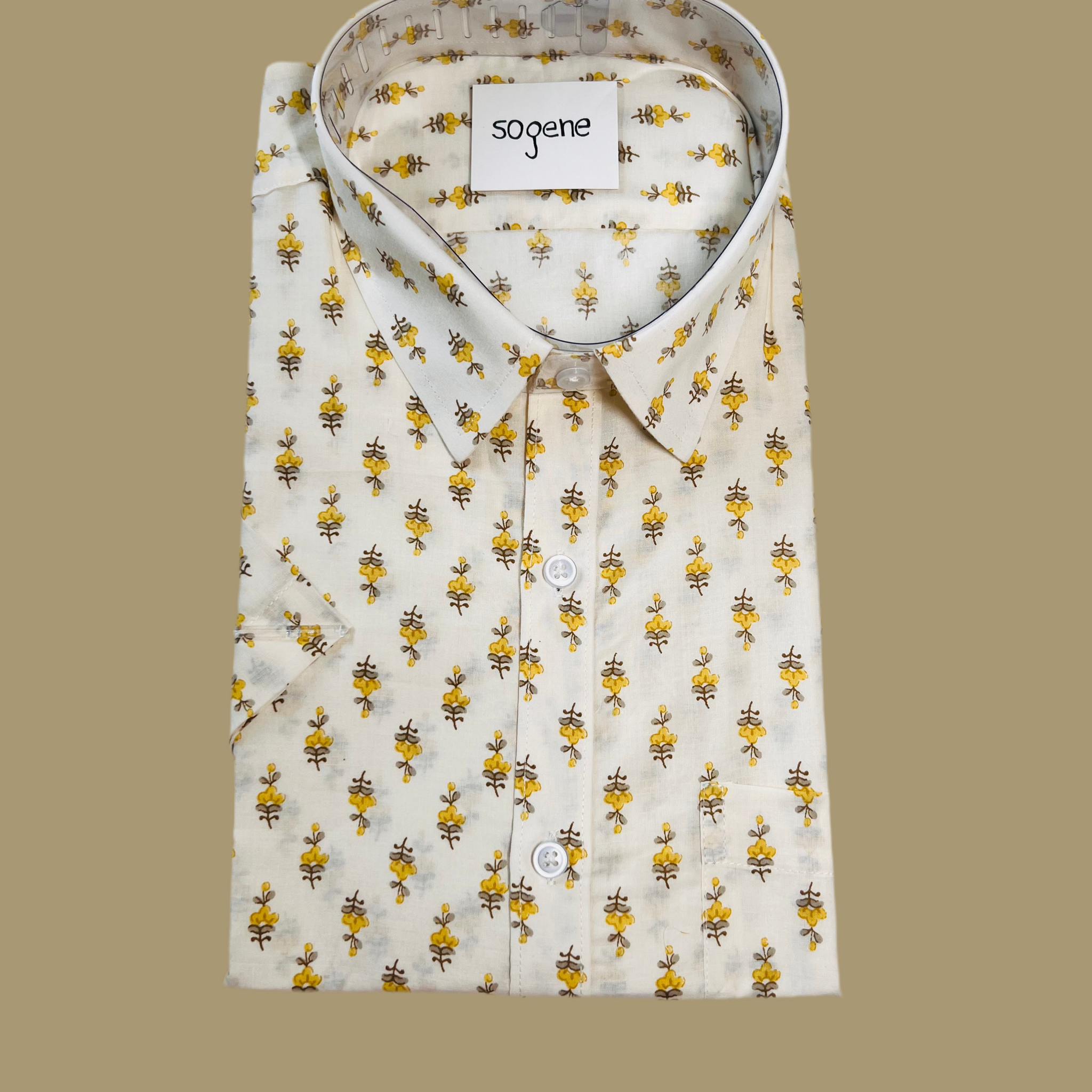 Royal printed Shirts yellow flowers