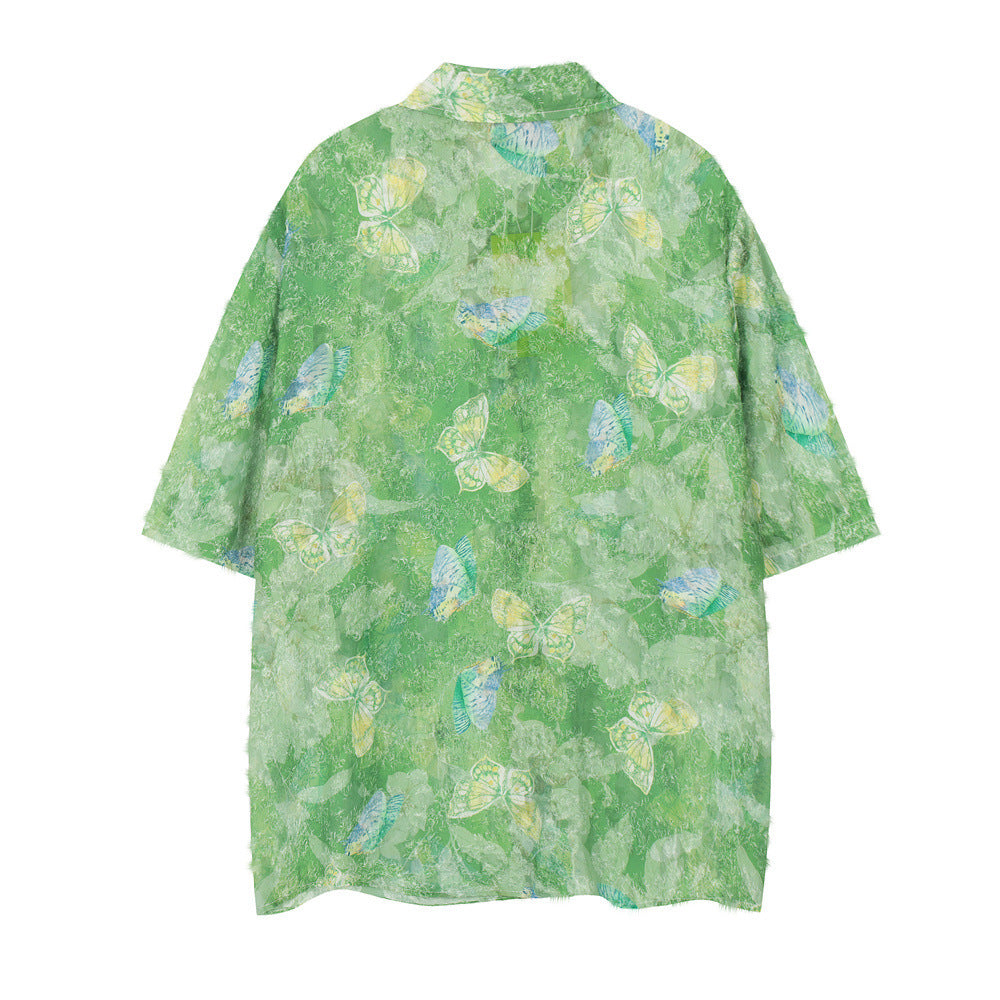 Dego Butterfly Tie-dye Printed Shirt Men's Clothing