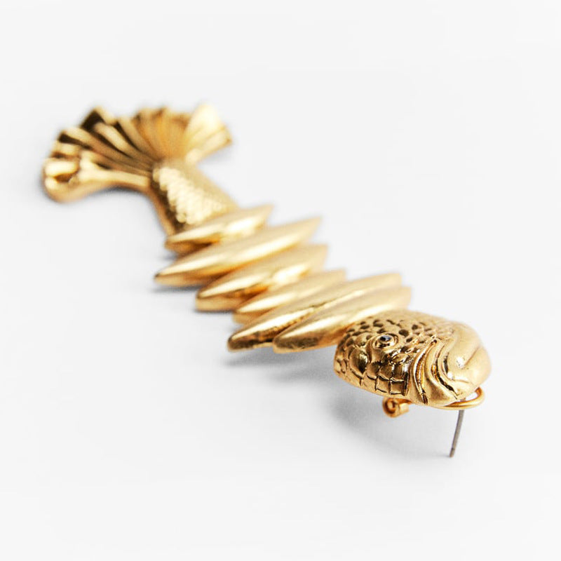 Fishbone Loagai Gold Earrings