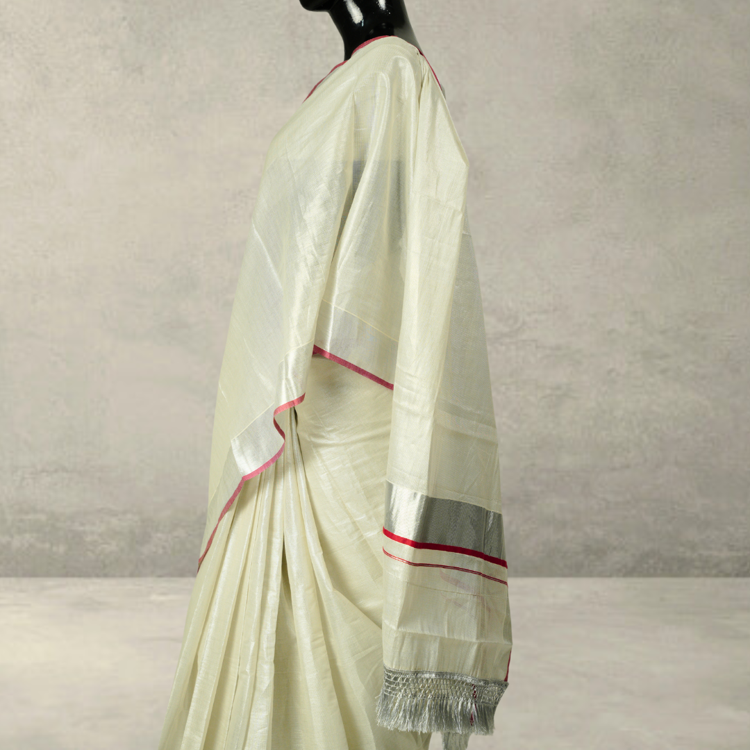 Kerala Onam Cotton Saree Silver
