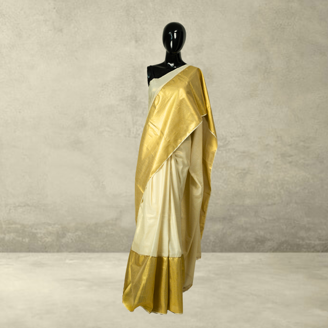 Kasavu Saree with Golden border