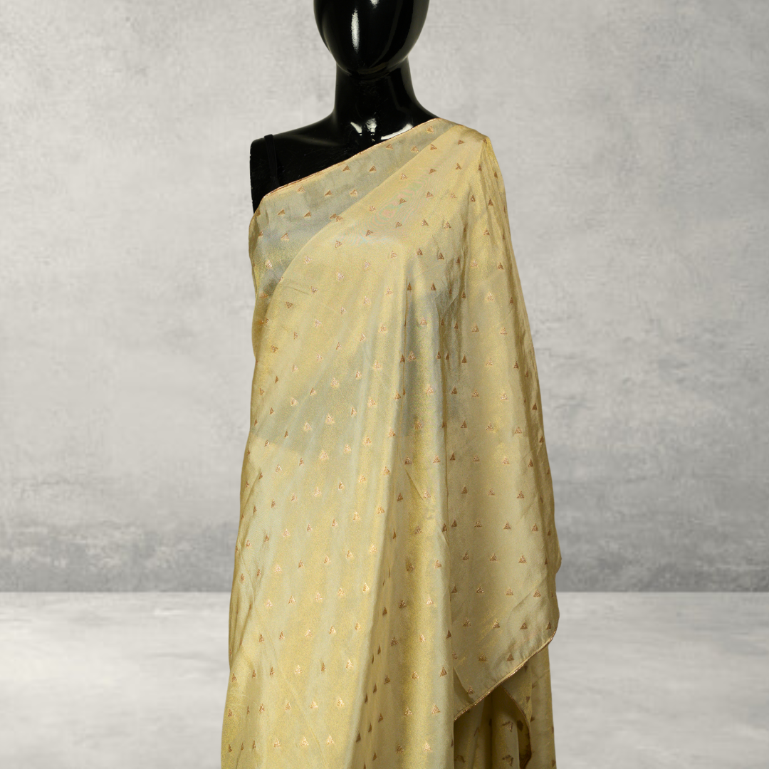 Golden Saree with Triangle Buttas