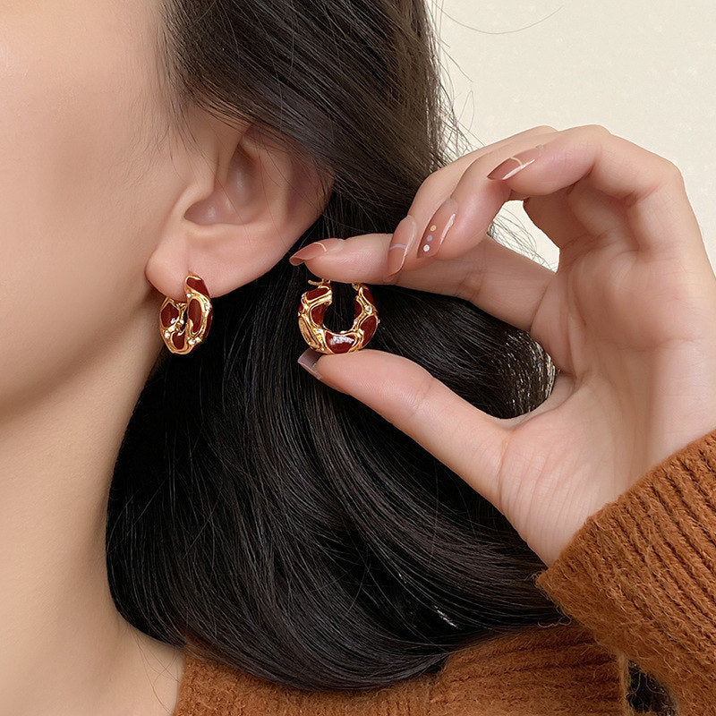 Nova Hoop Earrings Female Enamel Lava Ear Ring