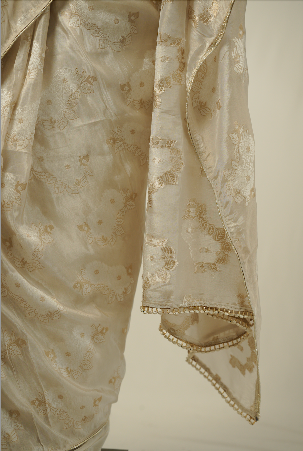 Swarna brocade silk saree with self flowers