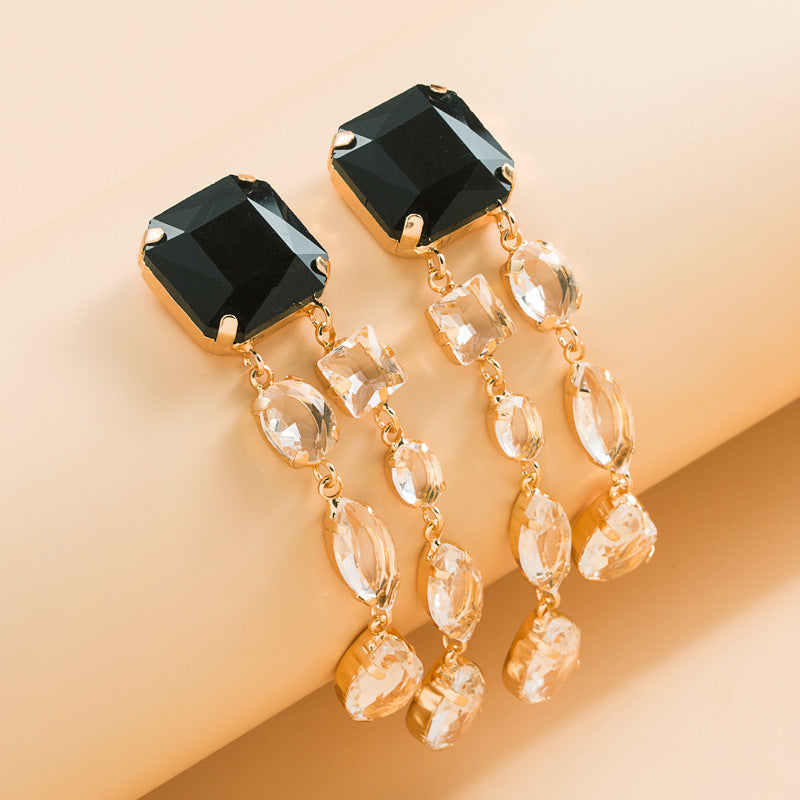 Women's Fashion Zircon Geometric Long Earrings