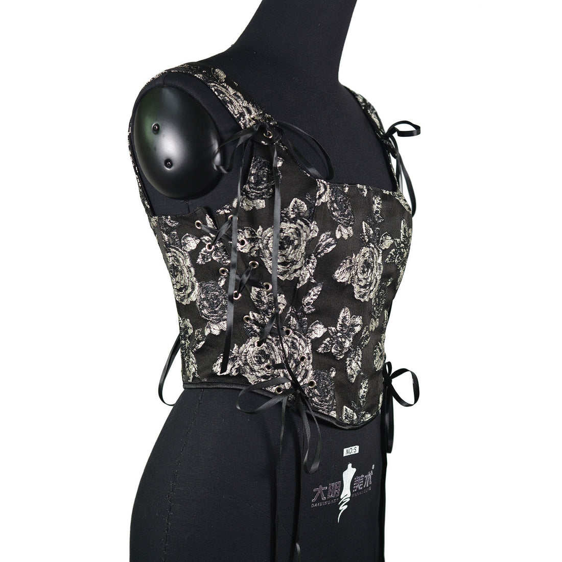 Women's Retro Black Rose Double Layer Fishbone Corset